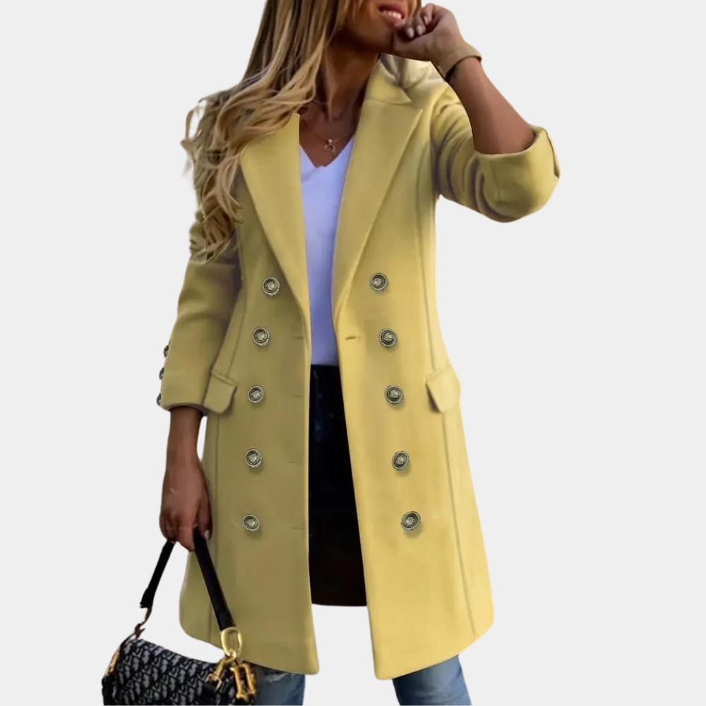 Damen Doppelreiher-Mantel aus luxuriösem Material für einen eleganten und komfortablen Look – Kathy