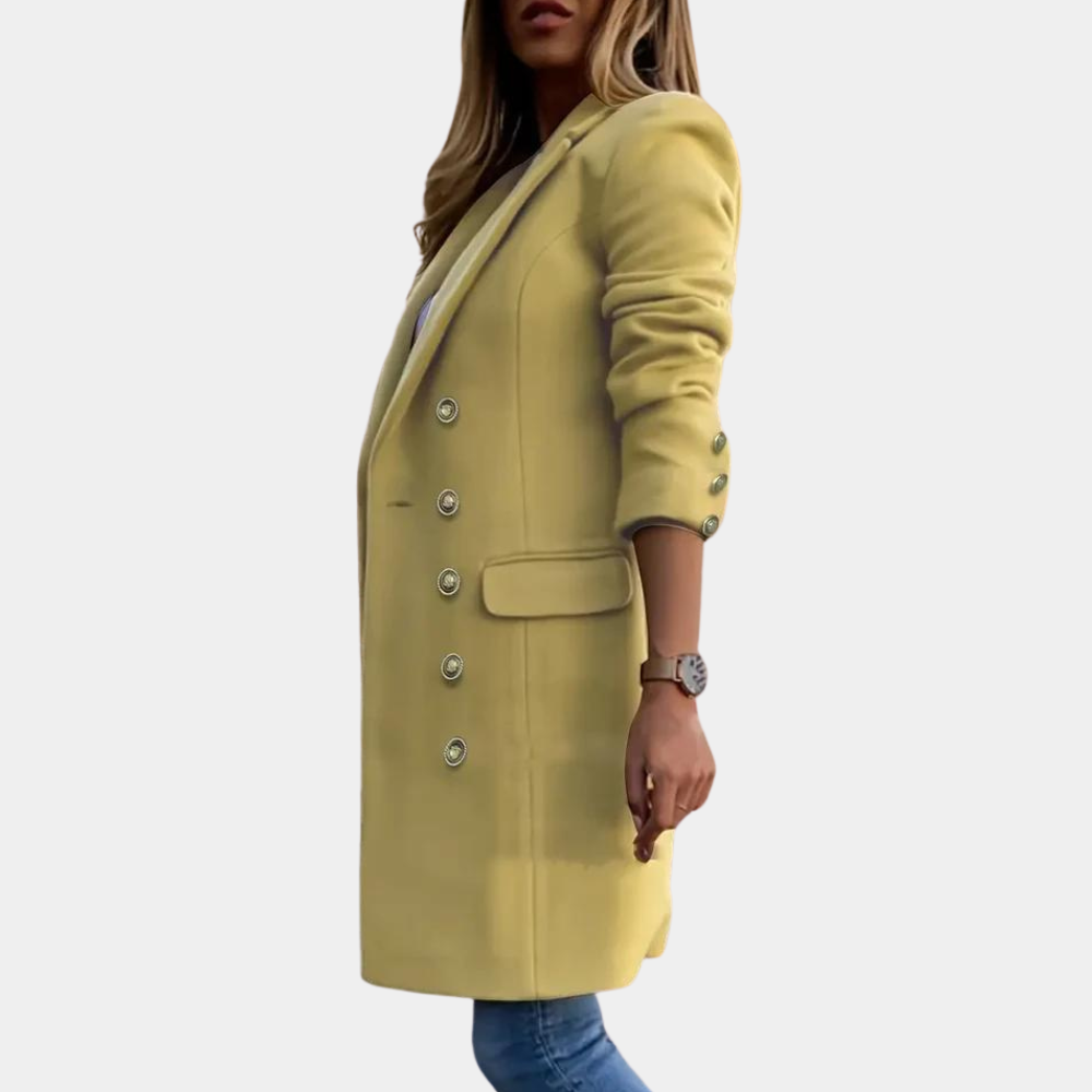 Damen Doppelreiher-Mantel aus luxuriösem Material für einen eleganten und komfortablen Look – Kathy